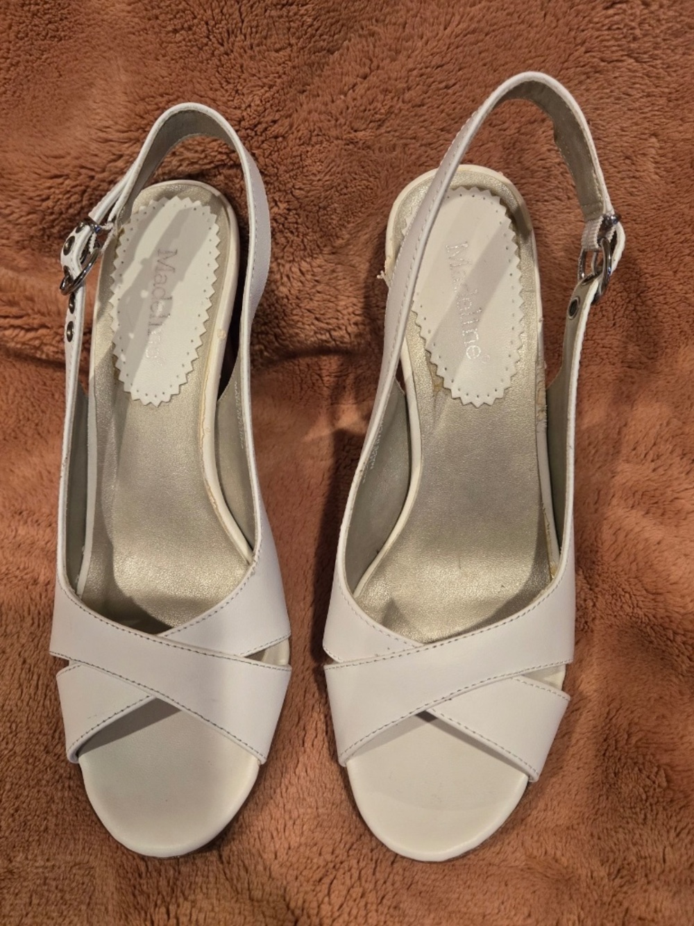 White Leather Sandals - Size 7 1/2